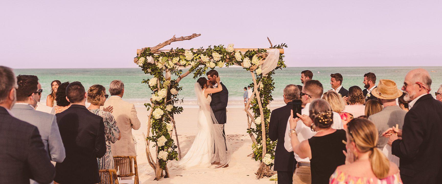 Couple getting married on the beach