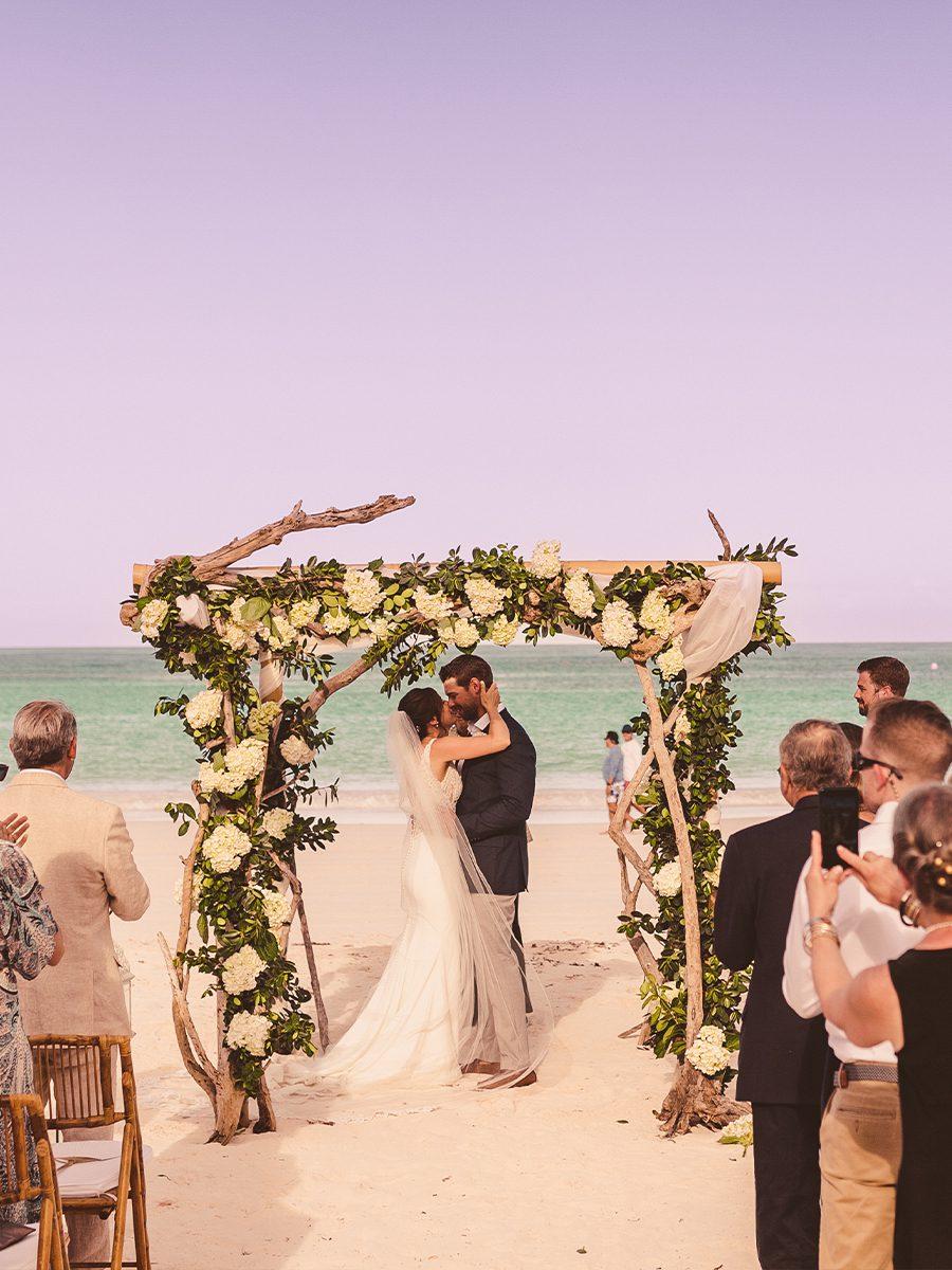 Couple getting married on the beach