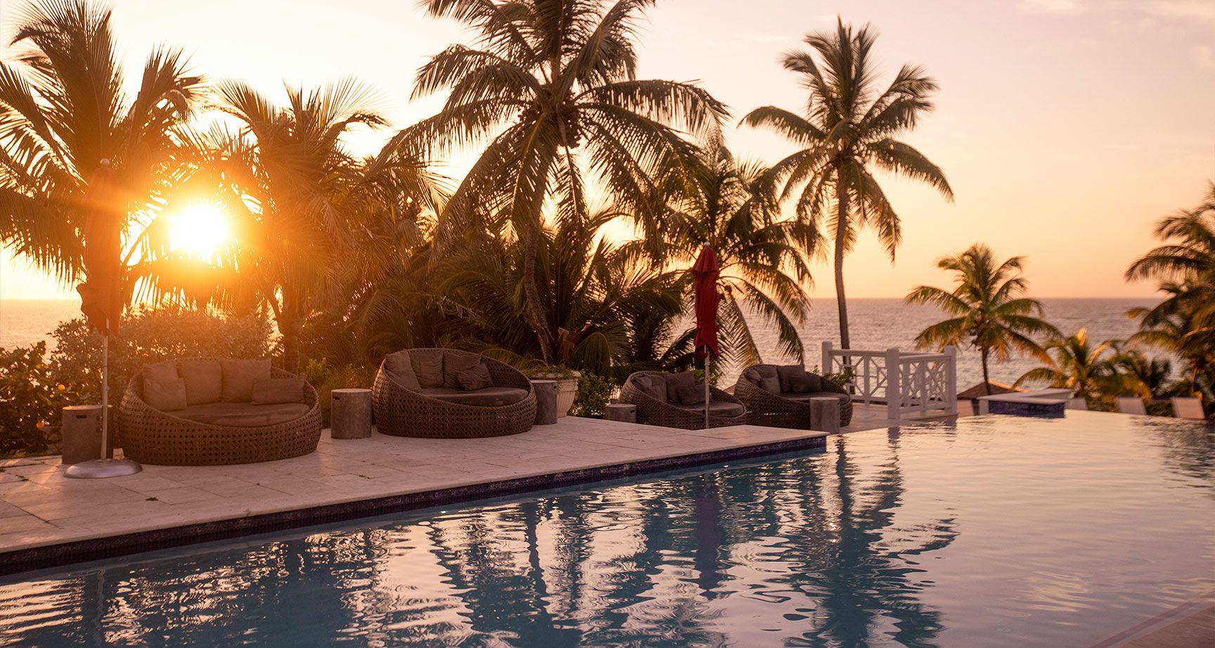 infinity pool at sunset