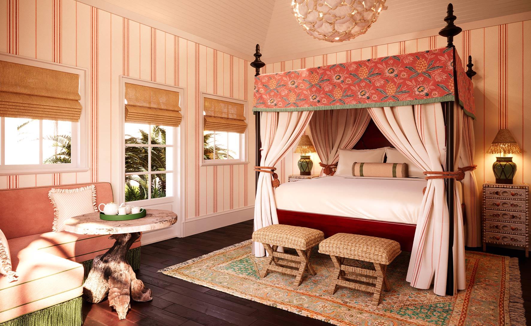 canopy bed in sea cottage